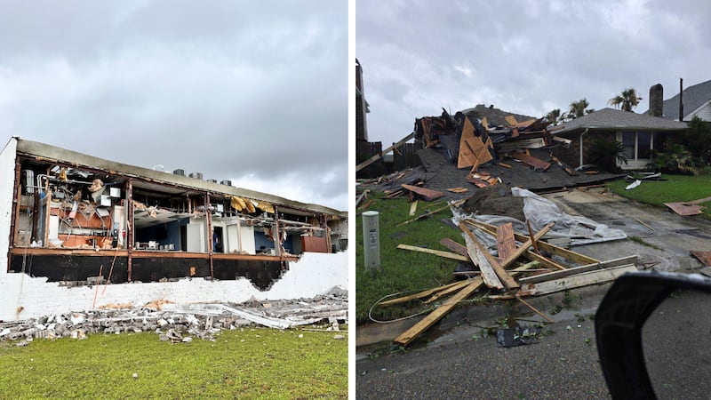 Damage is seen in Metairie off Airline Drive near Labarre Road, left, and in the Eden Isles...
