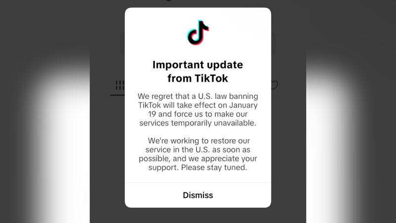 Un mensaje al abrir la red social TikTok la noche del sábado advertía a sus usuarios de que la...