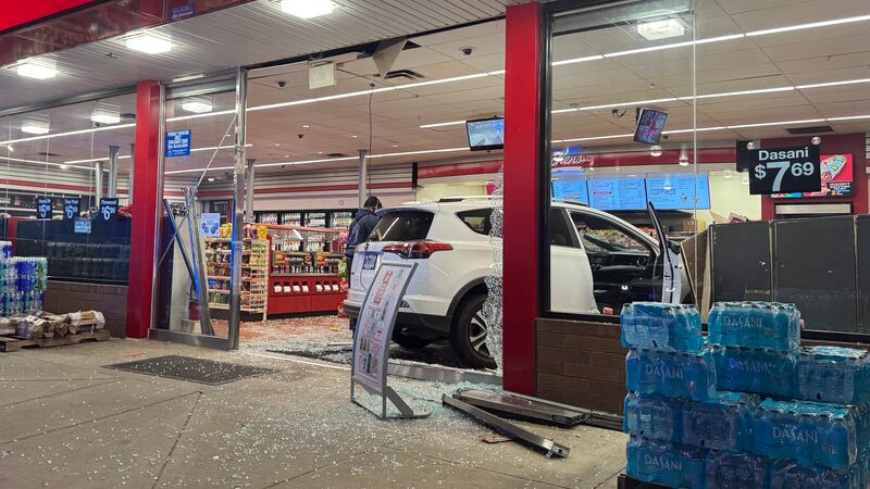 A car crashed into a QuikTriip in Lilburn on Saturday.